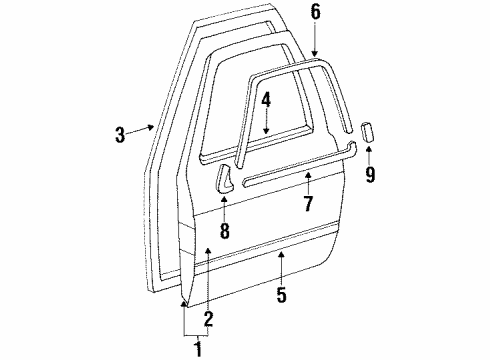 1991 Volkswagen Jetta Front Door & Components, Exterior Trim