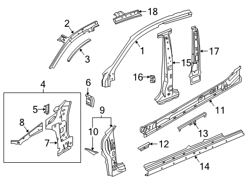2022 Volkswagen Arteon Center Pillar & Rocker, Hinge Pillar