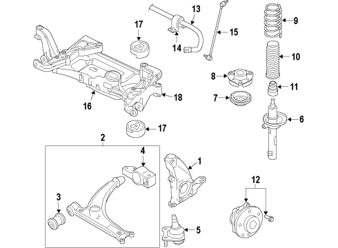 2016 Volkswagen Tiguan Front Suspension Components, Lower Control Arm, Stabilizer Bar