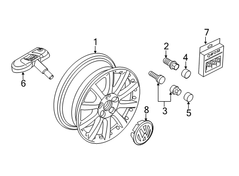 2012 Volkswagen Jetta Wheels, Covers & Trim Diagram 5