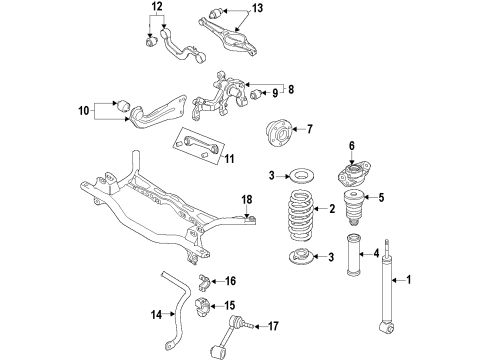 2009 Volkswagen Jetta Rear Suspension Components, Lower Control Arm, Upper Control Arm, Stabilizer Bar