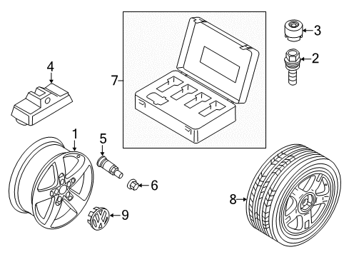2014 Volkswagen Touareg Wheels, Covers & Trim Diagram 1