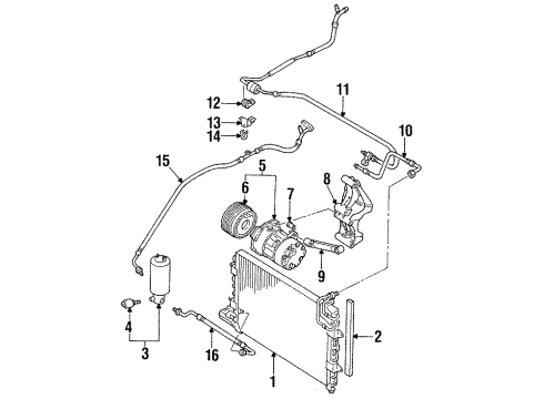1999 Volkswagen Jetta A/C Condenser, Compressor & Lines