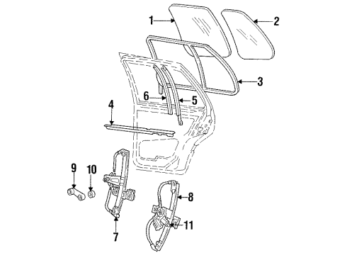 1999 Volkswagen Golf Window Regulator Diagram for 1H4-839-462-A