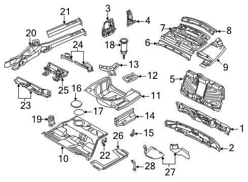 1999 Volkswagen Passat Rear Body Panel, Floor & Rails