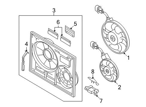 2010 Volkswagen Touareg Cooling System, Radiator, Water Pump, Cooling Fan Diagram 1