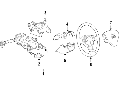 2005 Volkswagen Jetta Steering Systems, Internal Components, Shroud, Switches Diagram 6
