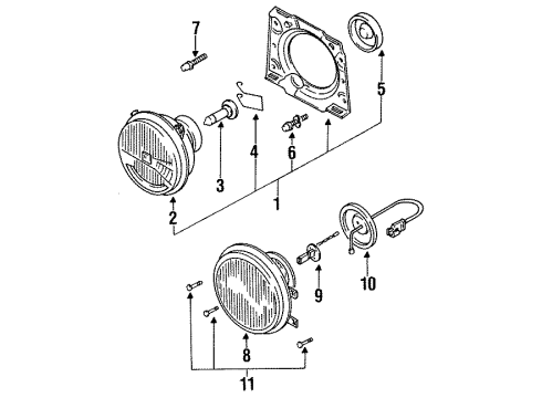 1992 Volkswagen Golf Headlamp Diagram for 165-941-010-A