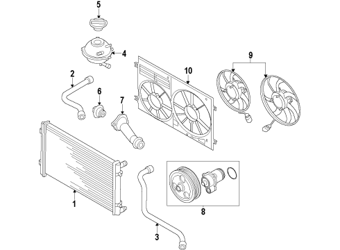 2012 Volkswagen Beetle Cooling System, Radiator, Water Pump, Cooling Fan