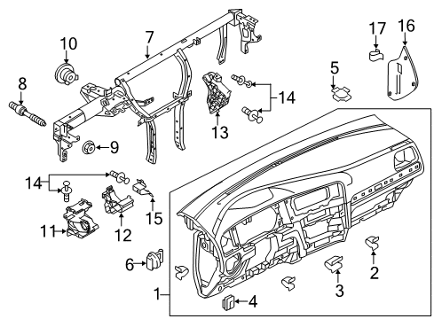 2016 Volkswagen Golf Instrument Panel Diagram for 5GM-857-003-F-HR6