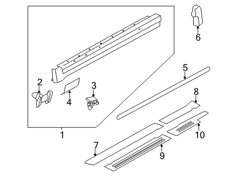 2005 Volkswagen Passat Exterior Trim - Pillars, Rocker & Floor Diagram 1