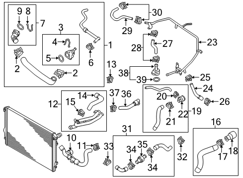2014 Volkswagen Beetle Water Hose Diagram for 5C0-121-157-A