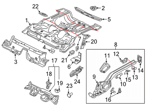 2021 Volkswagen Golf Rear Floor & Rails