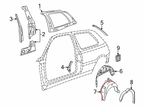 2002 Volkswagen Golf Inner Components - Quarter Panel