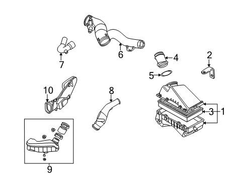 2003 Volkswagen Beetle Air Cleaner Assembly Diagram for 1C0-129-607-D