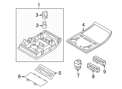 2011 Volkswagen Touareg Sunroof Switch Diagram for 7P6-959-561-A-YQV