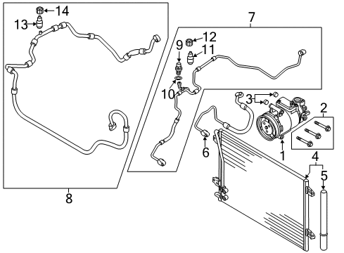 2014 Volkswagen Passat A/C Condenser, Compressor & Lines Diagram 3