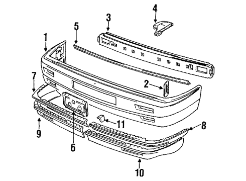 1990 Volkswagen Golf Bumper Cover Diagram for 191-807-217-T-ROH
