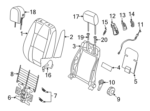 2011 Volkswagen GTI Front Seat Components Diagram 1