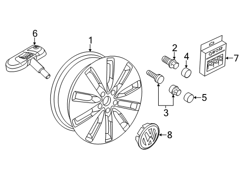 2013 Volkswagen Jetta Wheels, Covers & Trim Diagram 7