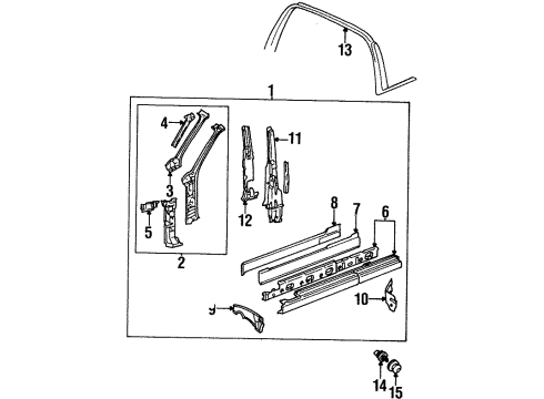 1999 Volkswagen Cabrio Hinge Pillar, Lock Pillar, Rocker, Uniside