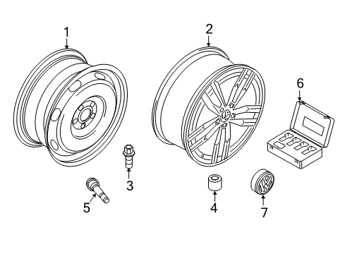 2019 Volkswagen Golf R Wheels, Covers & Trim Diagram 4