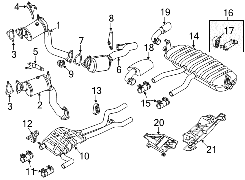 2011 Volkswagen Touareg Muffler & Pipe Rear Bracket Diagram for 7P6-253-144