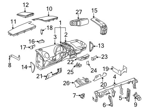 2008 Volkswagen Beetle Instrument Panel Diagram 1