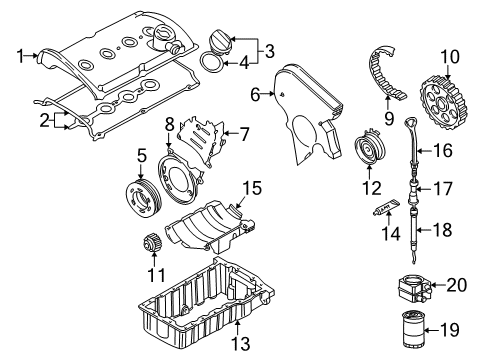 2005 Volkswagen Golf Engine Parts & Mounts, Timing, Lubrication System Diagram 1