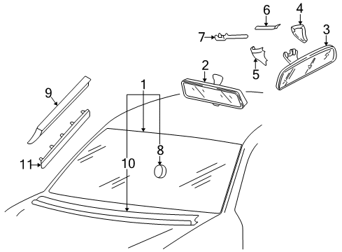 1999 Volkswagen Passat Windshield Glass, Reveal Moldings