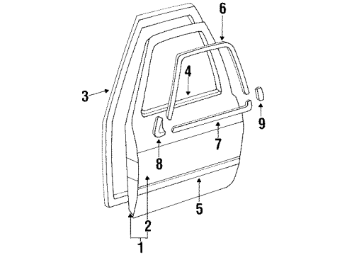 1992 Volkswagen Jetta Front Door & Components, Exterior Trim