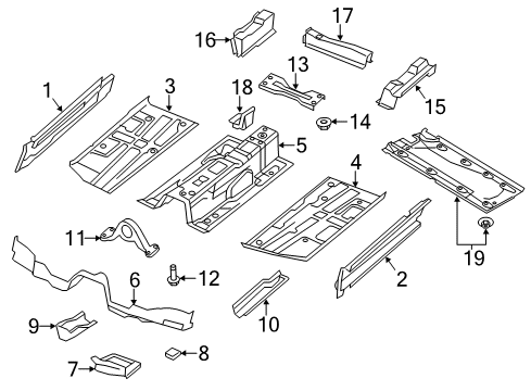 2016 Volkswagen Tiguan Pillars, Rocker & Floor - Floor & Rails