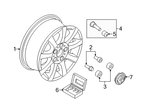 2017 Volkswagen Beetle Wheels, Covers & Trim Diagram 1