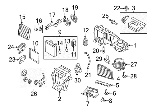 2016 Volkswagen Tiguan A/C Evaporator & Heater Components