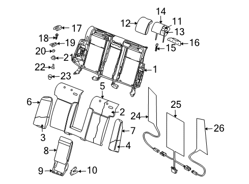 2006 Volkswagen Phaeton Rear Seat Components Diagram 1