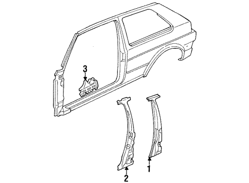 1988 Volkswagen Golf Pillar Diagram for 193-809-607-H