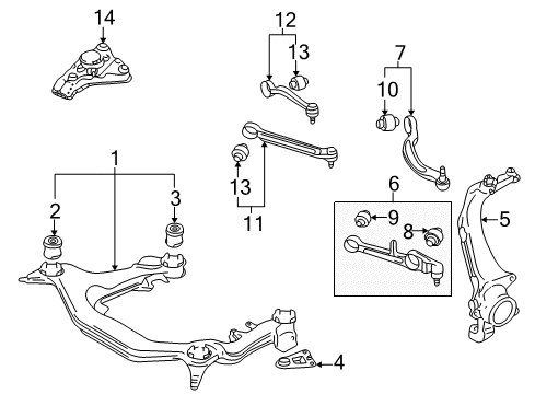 1999 Volkswagen Passat Front Suspension Components, Lower Control Arm, Stabilizer Bar