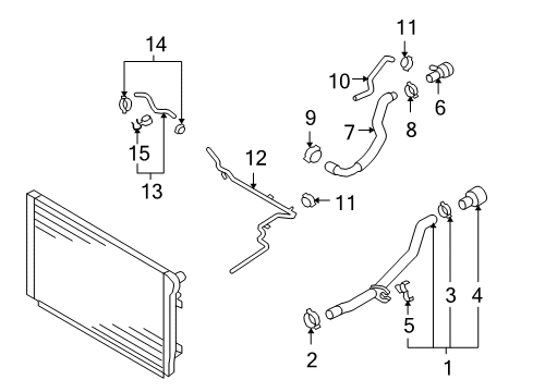 2016 Volkswagen Tiguan Water Hose Diagram for 5N0-121-157-F