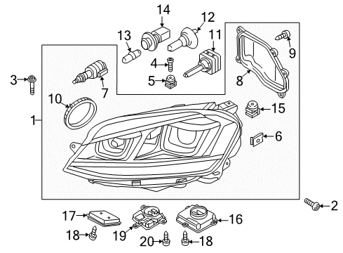 2015 Volkswagen Golf Headlamp Assembly Diagram for 5G0-941-753-B