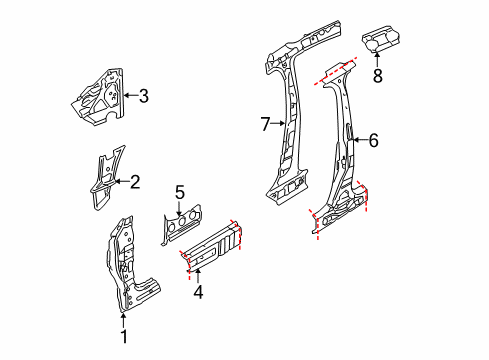 2008 Volkswagen Jetta Center Pillar & Rocker, Hinge Pillar