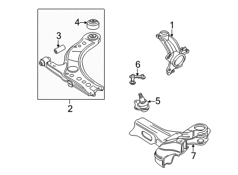 2004 Volkswagen Golf Front Suspension, Control Arm, Stabilizer Bar Diagram 1