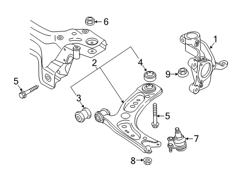 2021 Volkswagen GTI Front Suspension Components, Lower Control Arm, Stabilizer Bar