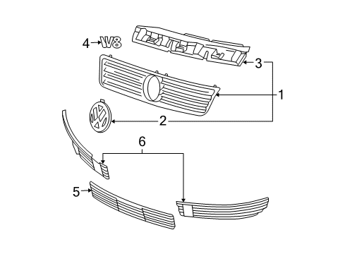 2003 Volkswagen Passat Grille & Components Diagram 2