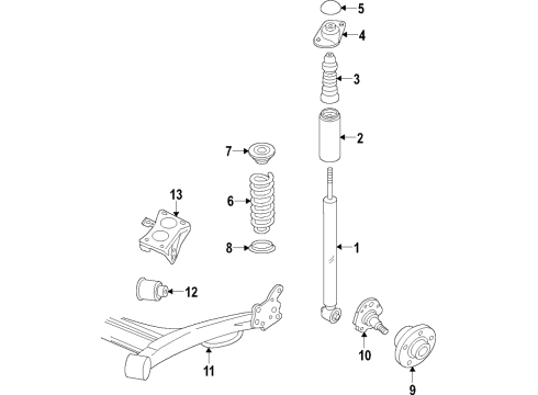 2015 Volkswagen Golf Rear Suspension System, Rear Axle Diagram 1
