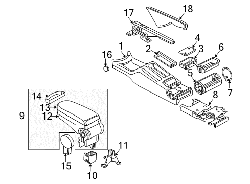 2006 Volkswagen Golf Rear Console Diagram for 1J0-863-323-AC-2QL