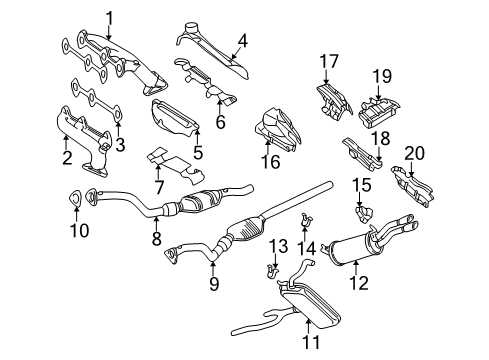 2001 Volkswagen Passat Muffler Diagram for 3B0-253-609-E