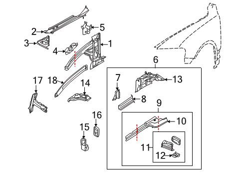 2009 Volkswagen Touareg Structural Components & Rails
