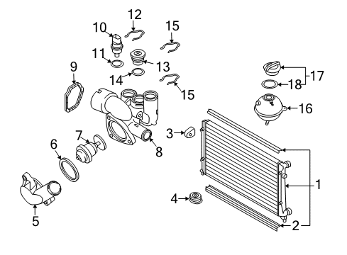 2008 Volkswagen R32 Radiator & Components