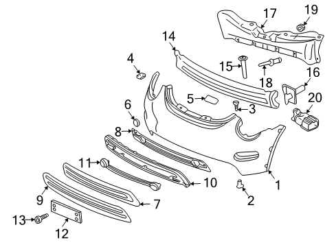 2003 Volkswagen Beetle Energy Absorber Diagram for 1C0-807-271-D