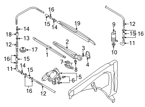 2009 Volkswagen Touareg Rear Wiper Components